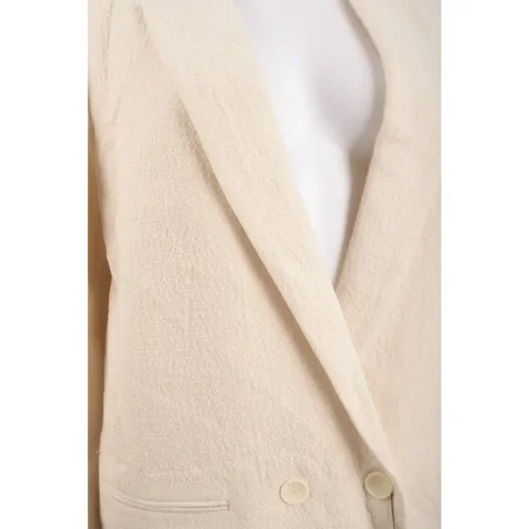 Zara Womans Long Wool Coat Size L Large Winter White Textured 8605/770 NWT - Picture 4 of 8